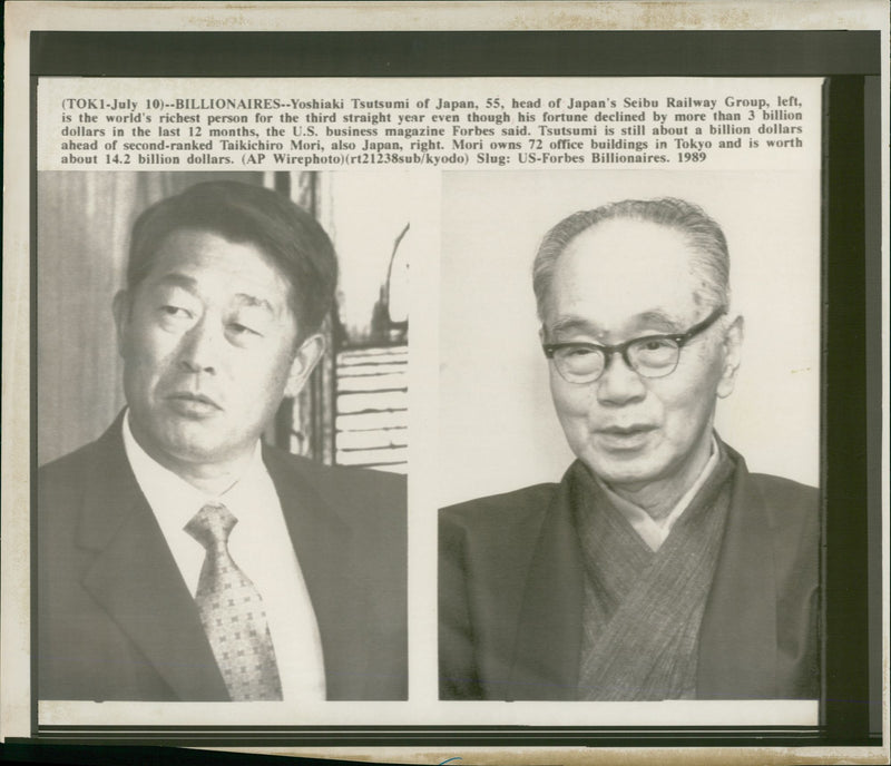 Yoshiaki Tsutsumi of Japan, 55, head of Japan's Seibu Railway Group - Vintage Photograph