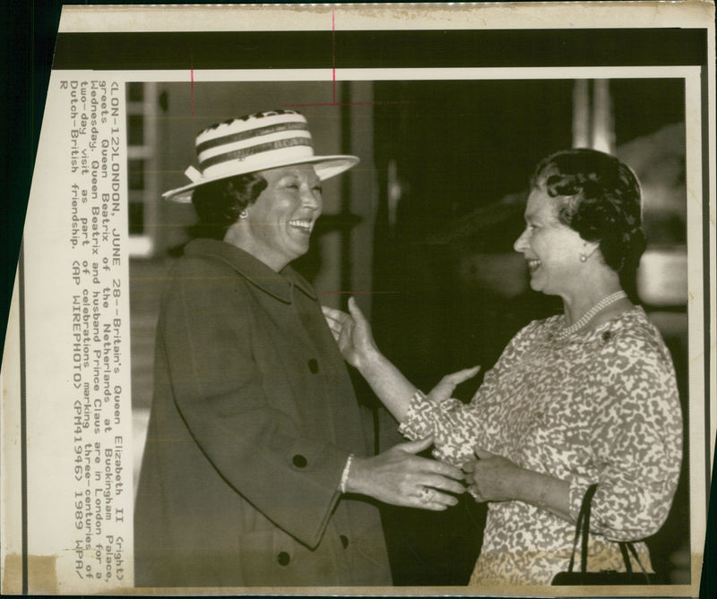 Beatrix of the Netherlands and Queen Elizabeth II - Vintage Photograph