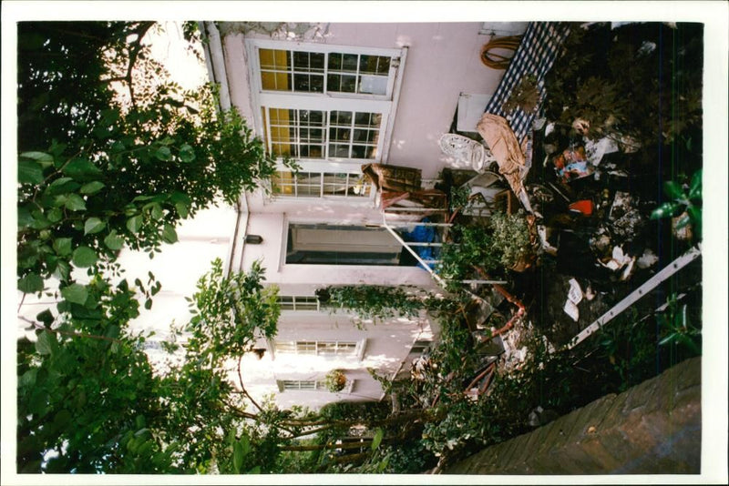 The fire debris at Judi Dench house in London. - Vintage Photograph