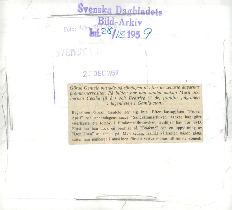 Göran Gentele with wife Marit and daughters Cecilia and Beatrice in fr