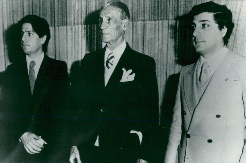 Bashir Gemayel with his father and brother after the murder of his daughter - Vintage Photograph