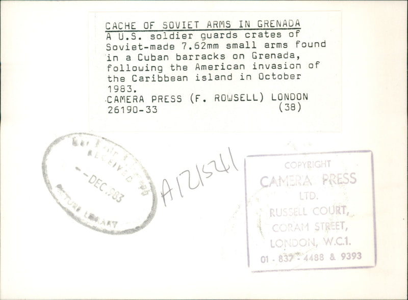 Cache soviet arms in Grenada. - Vintage Photograph