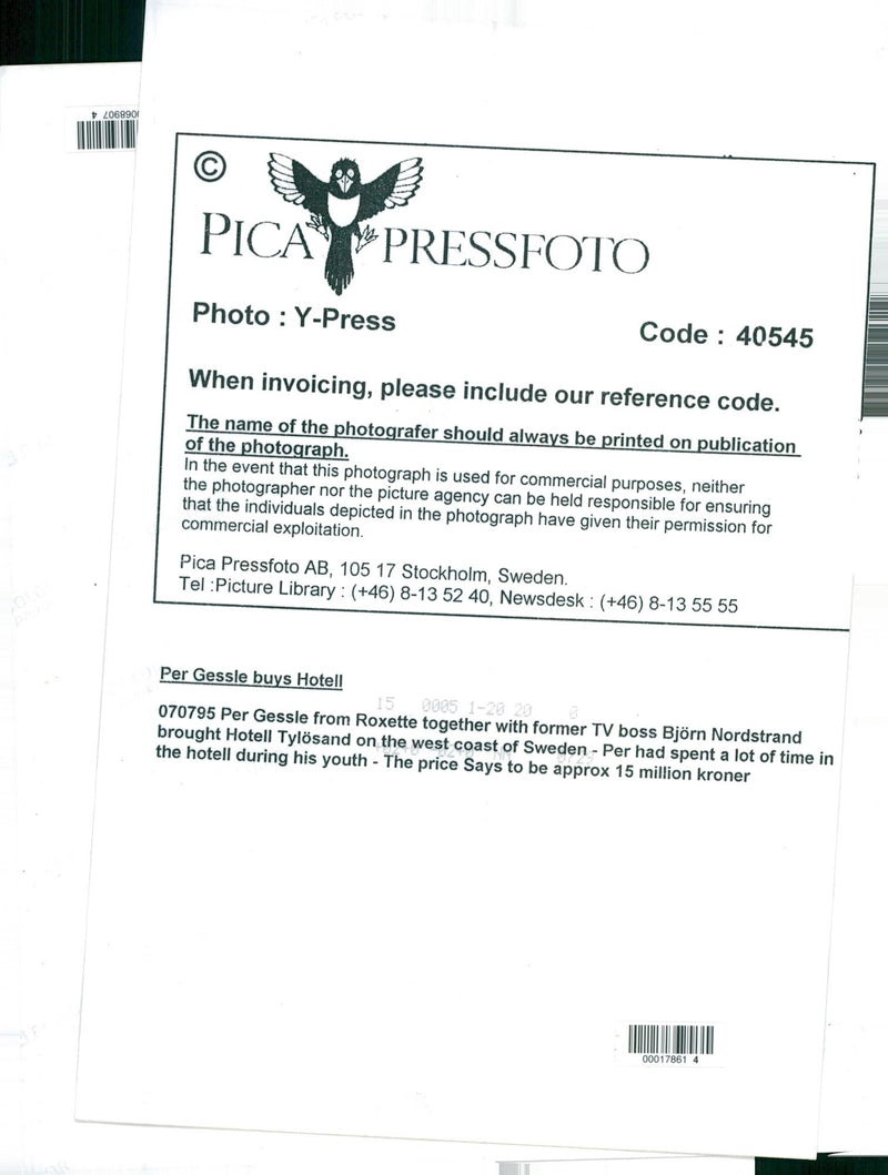 Per Gessle - Vintage Photograph