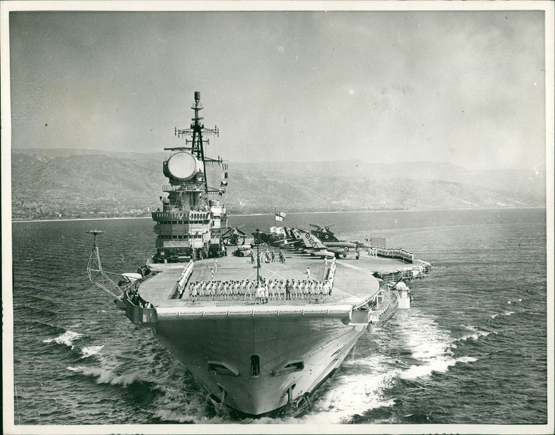 HMS Hermes at Messina Sicily. - Vintage Photograph