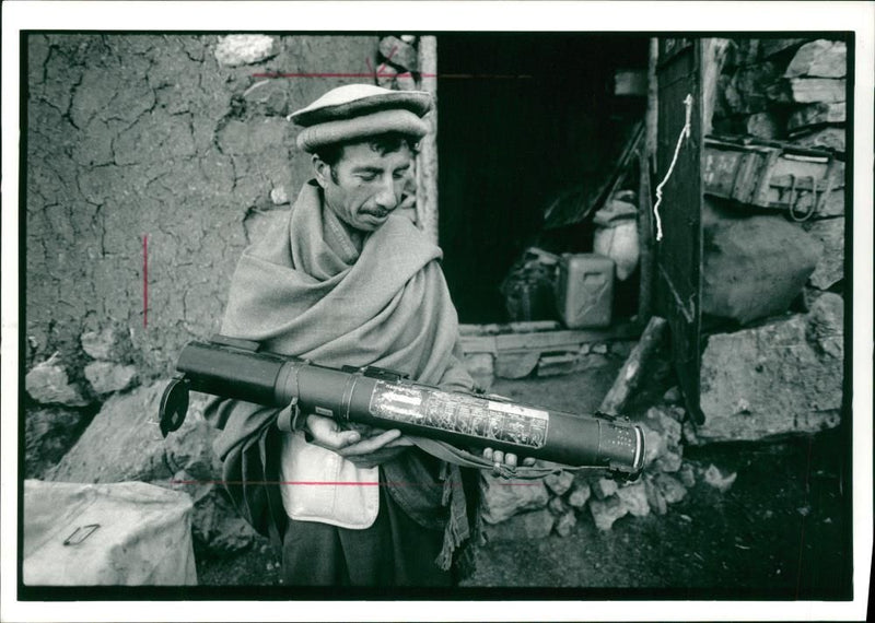 Afghanistan man in shawl. - Vintage Photograph