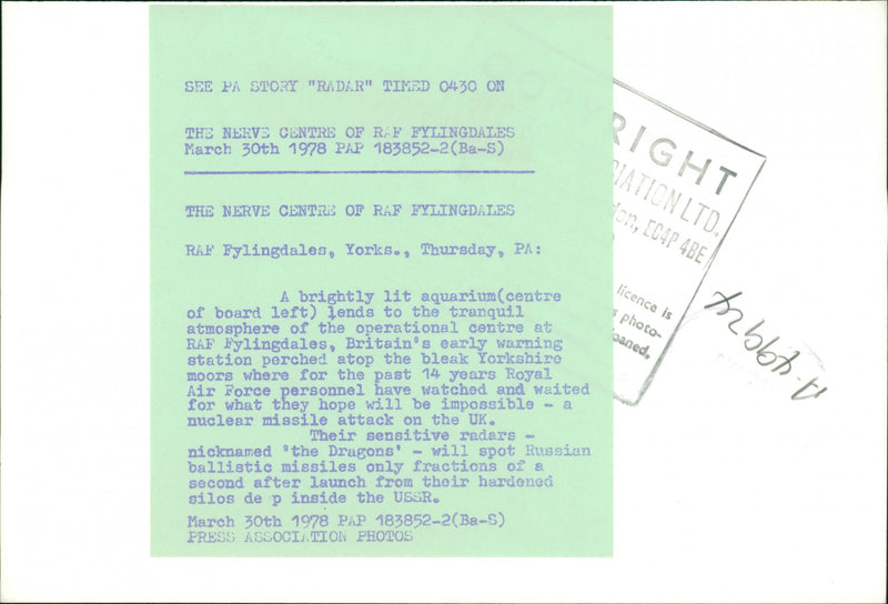 Ballistic Missile Early Warning System - Vintage Photograph