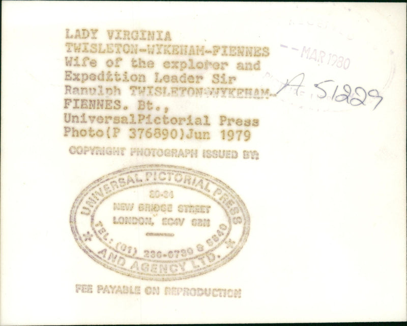 Lady virginia  wife of explorer leader Ranulph Fiennes. - Vintage Photograph