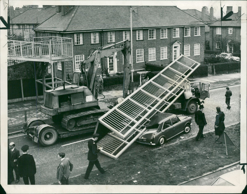 A big section of the steel bridge over Western Avenue. - Vintage Photograph