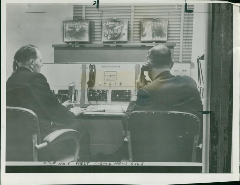 The control room of leeds city transport departments closed circuit television system. - Vintage Photograph