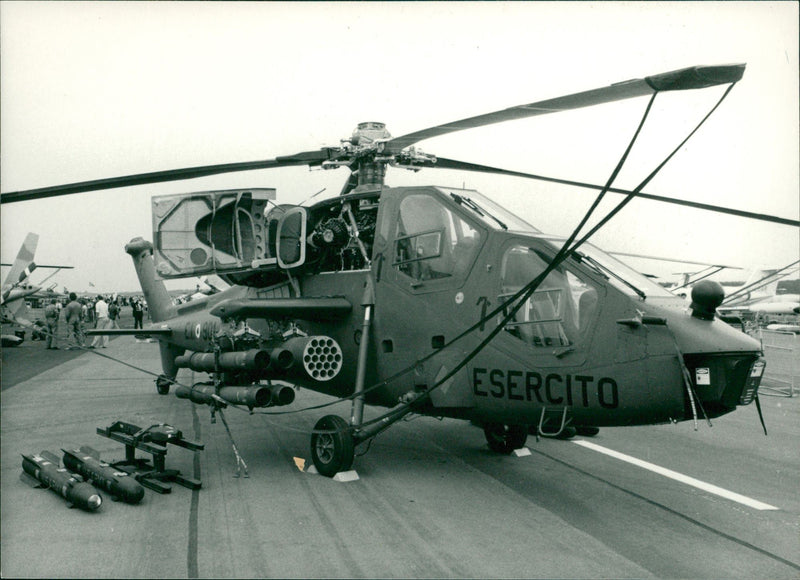 Aircraft Helicopter Agusta A129, OPS Italy's anti-armour helicopter the A 129. - Vintage Photograph