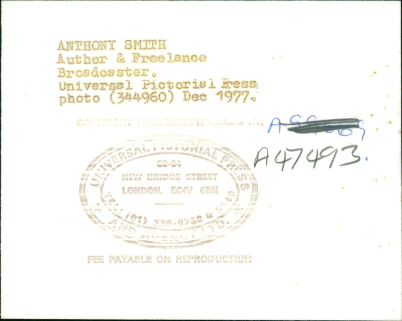 Anthony Smith Writer. - Vintage Photograph