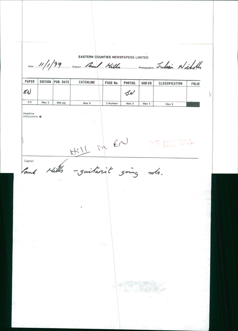 Paul Hill Musician - Vintage Photograph