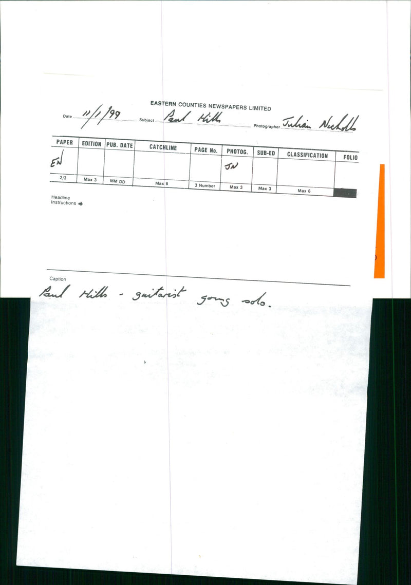 Paul Hill Musician - Vintage Photograph