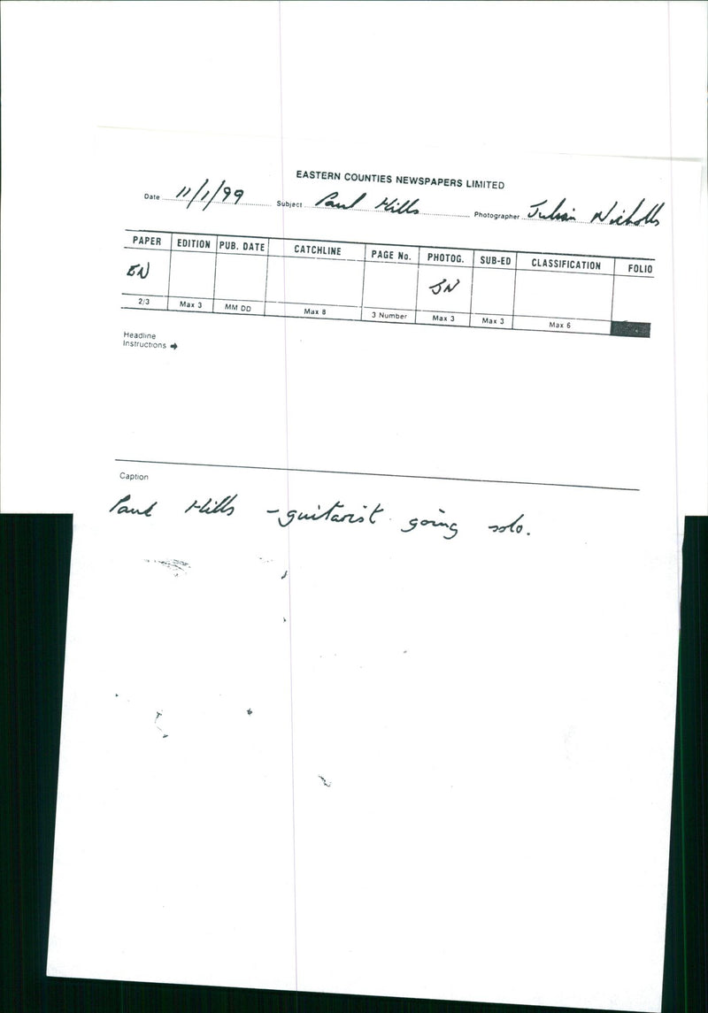 Paul Hill Musician - Vintage Photograph