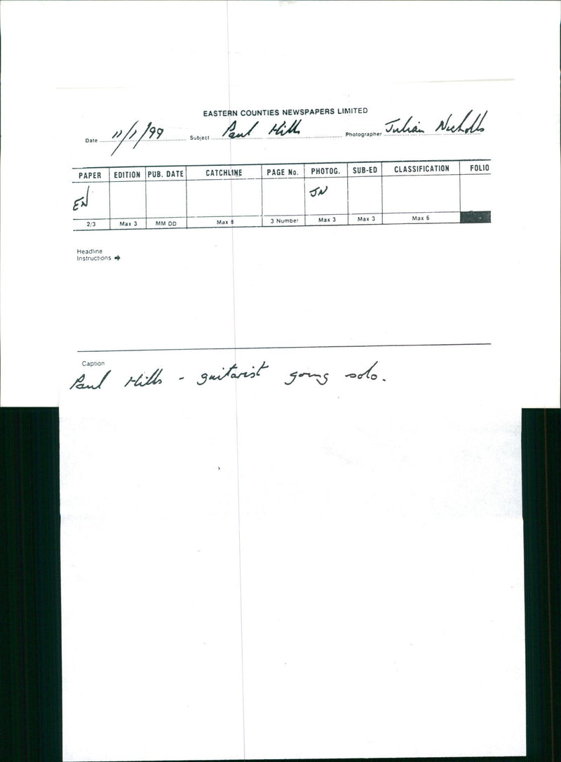 Paul Hill Musician - Vintage Photograph