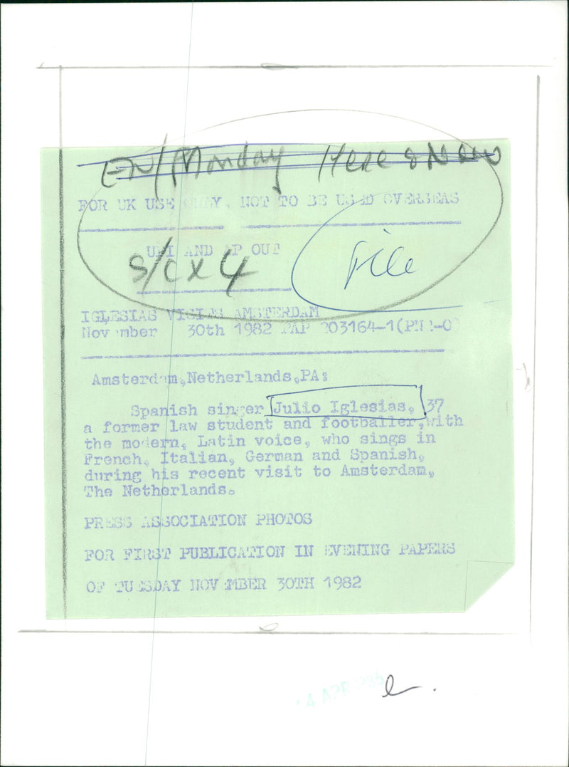 Julio Iglesias Spanish singer-songwriter - Vintage Photograph