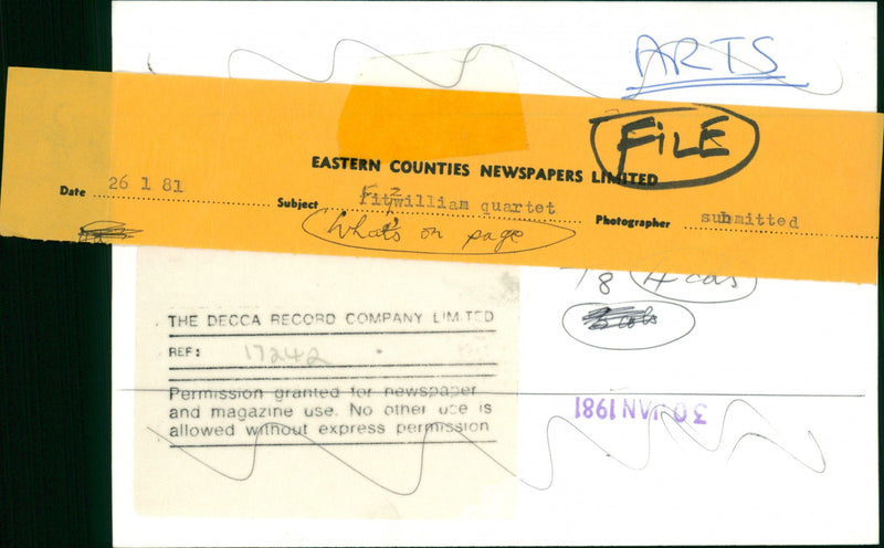 Fitzwilliam Quartet Musical quartet - Vintage Photograph