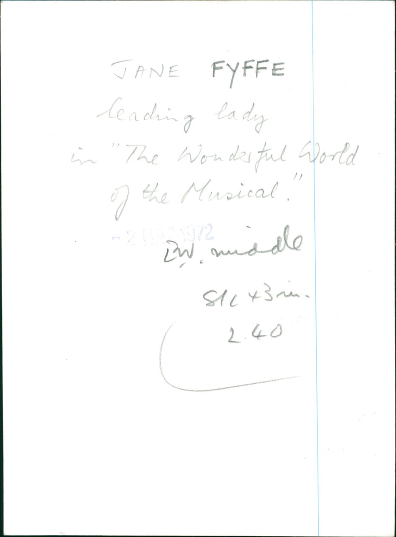 Jane Fyffe Musical artist. - Vintage Photograph