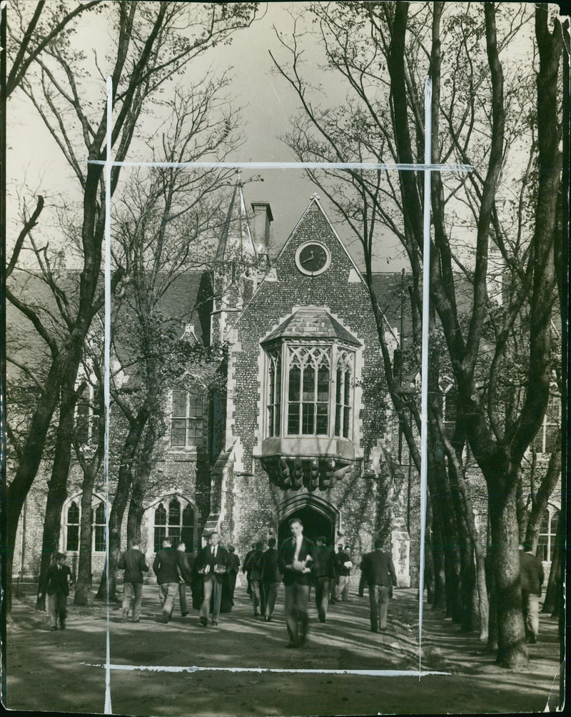 The central entrance to college from the avenue. - Vintage Photograph