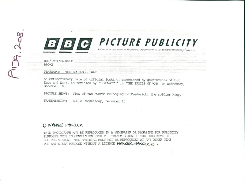 TIMEWATCH: The Spoils of war - Vintage Photograph