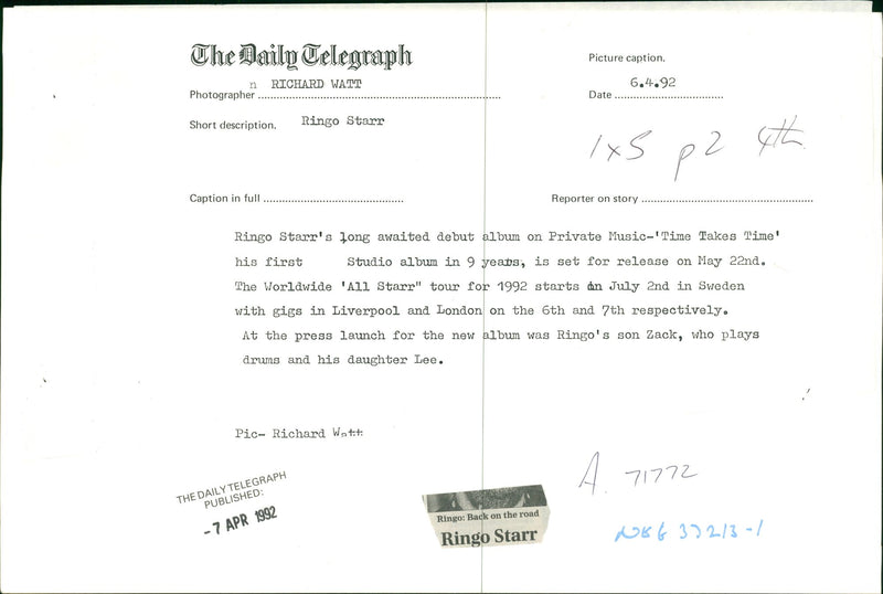 Ringo Starr Musician - Vintage Photograph