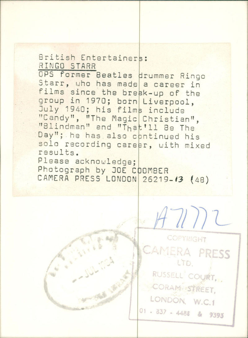 Ringo Starr Musician - Vintage Photograph