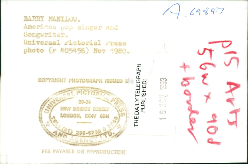 Barry manilow - Vintage Photograph