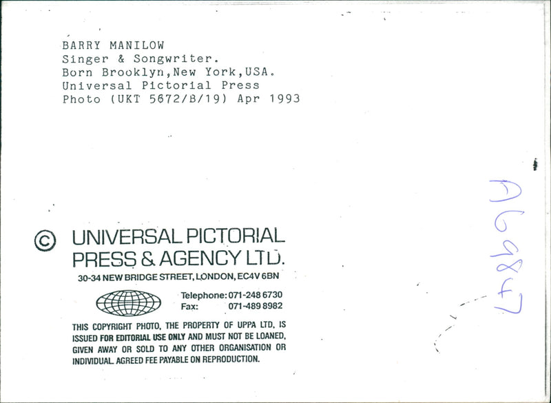 Barry manilow - Vintage Photograph