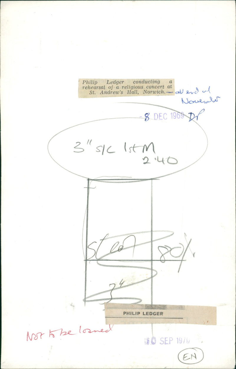 Philip Ledger conducting a rehearsal of a religious concert - Vintage Photograph