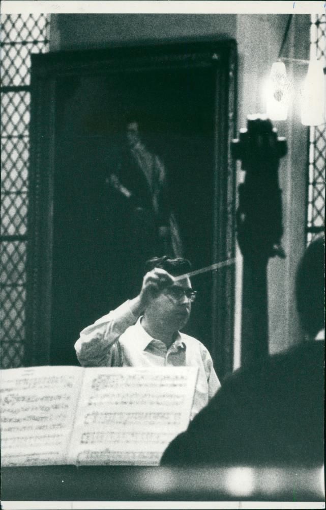Philip Ledger conducting a rehearsal of a religious concert - Vintage Photograph