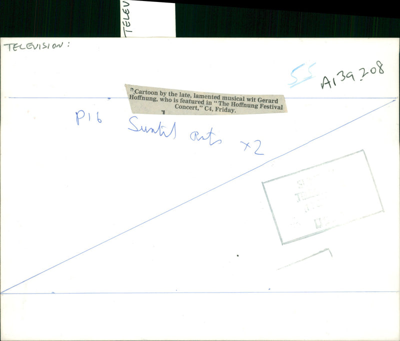 cartoon by the late, lamented musical wit gerard hoffnug, who is featured in the hoffnug festival concert - Vintage Photograph