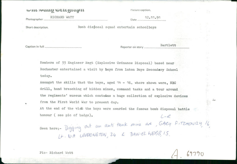 Bomb disposal - Vintage Photograph