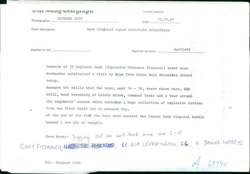 Bomb disposal - Vintage Photograph