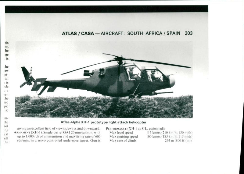 Aircraft: Helicopter: Atlas Alpha XH-1. - Vintage Photograph