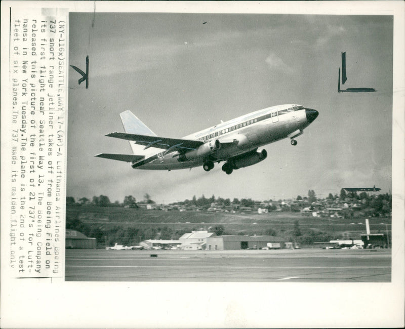 The Boeing 737 maiden flight from Seattle - Vintage Photograph