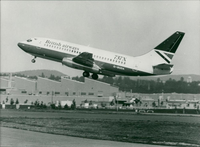 The Boeing 737 maiden flight from Renton - Vintage Photograph