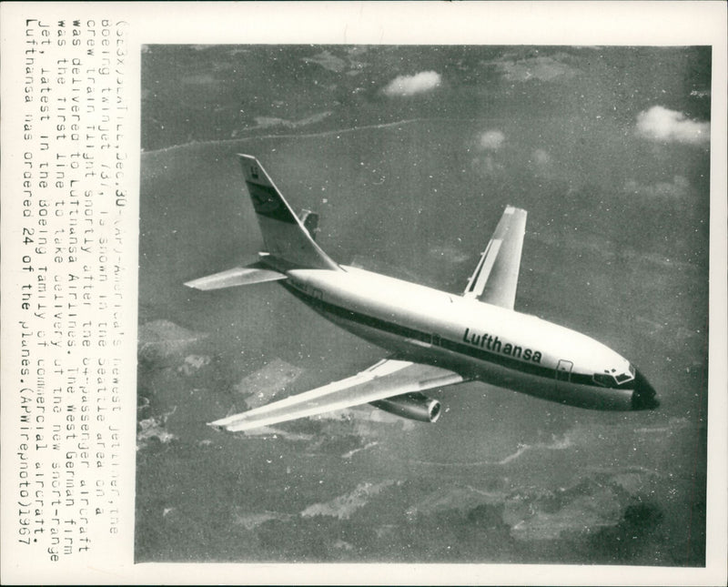 Lufthansa Airline Boeing 737 - Vintage Photograph