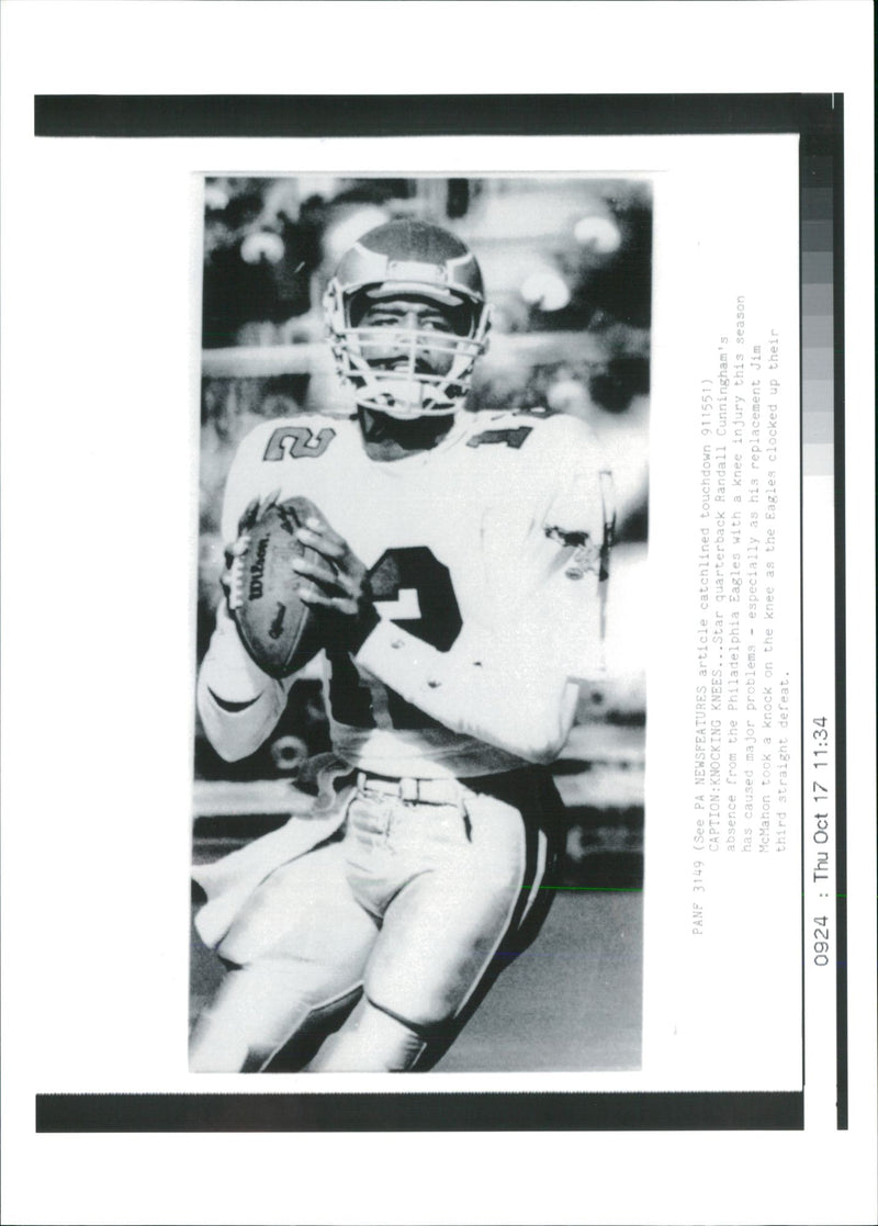 American football quarterback Randall Cunningham, Philadelphia Eagles - Vintage Photograph