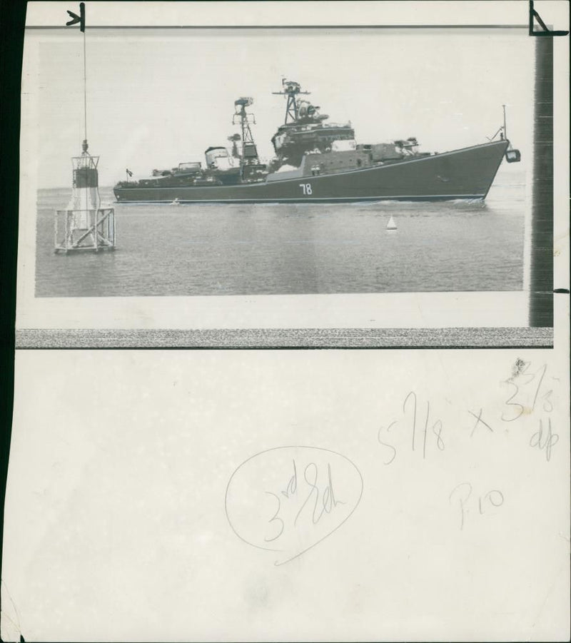 Suez Canal Fighting Russian Warship. - Vintage Photograph
