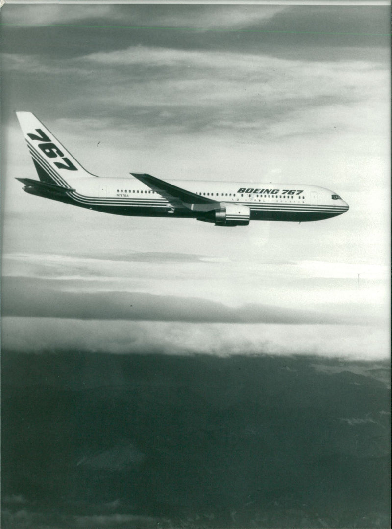 Boeing 767 Wide-body jet airliner. - Vintage Photograph