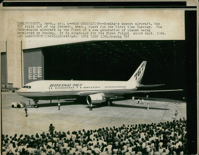 Boeing 767 Wide-body jet airliner. - Vintage Photograph