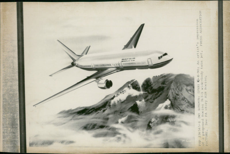 Boeing 767 Wide-body jet airliner. - Vintage Photograph