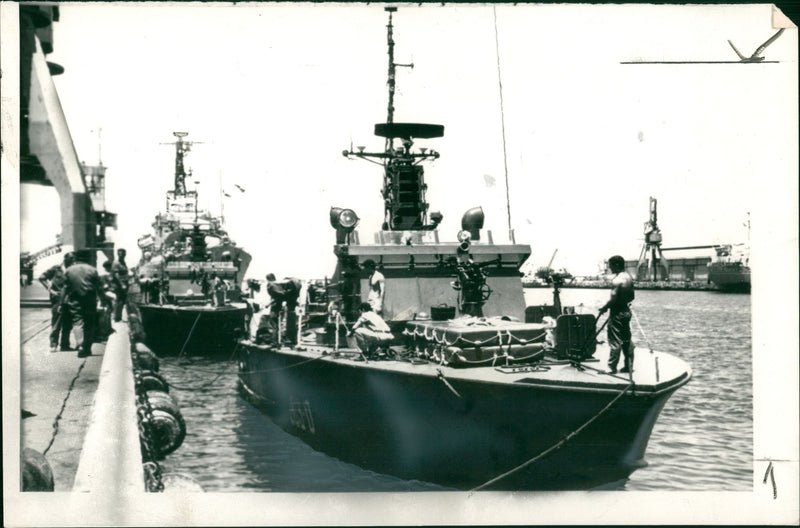 Israeli torpedo boats and the destroyer eilat. - Vintage Photograph