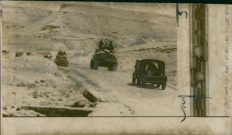 Israeli tanks advancing towards the Fatah base - Vintage Photograph