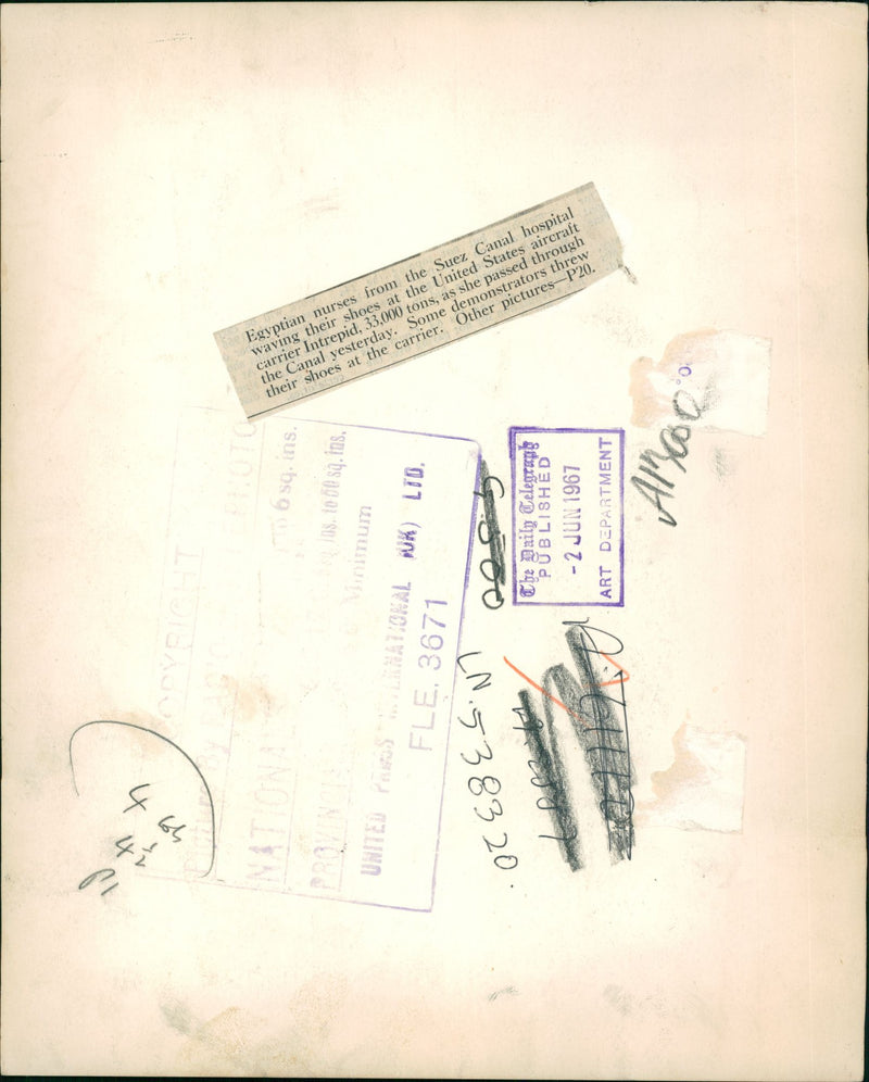 Nurses from the Suez Canal hospital. - Vintage Photograph