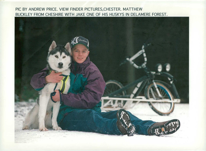Matthew buckly with his huskies - Vintage Photograph