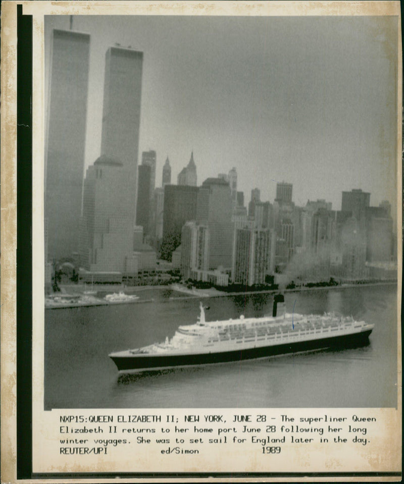 Queen Elizabeth 2 Ship - Vintage Photograph