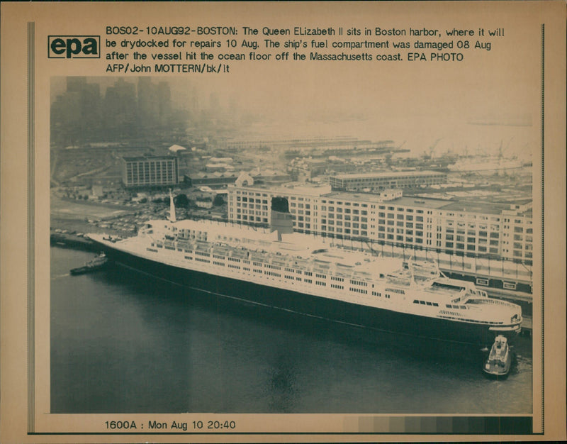 Queen Elizabeth 2 Ship - Vintage Photograph