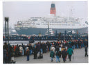 Queen Elizabeth 2 is watched by the hundreds of people - Vintage Photograph