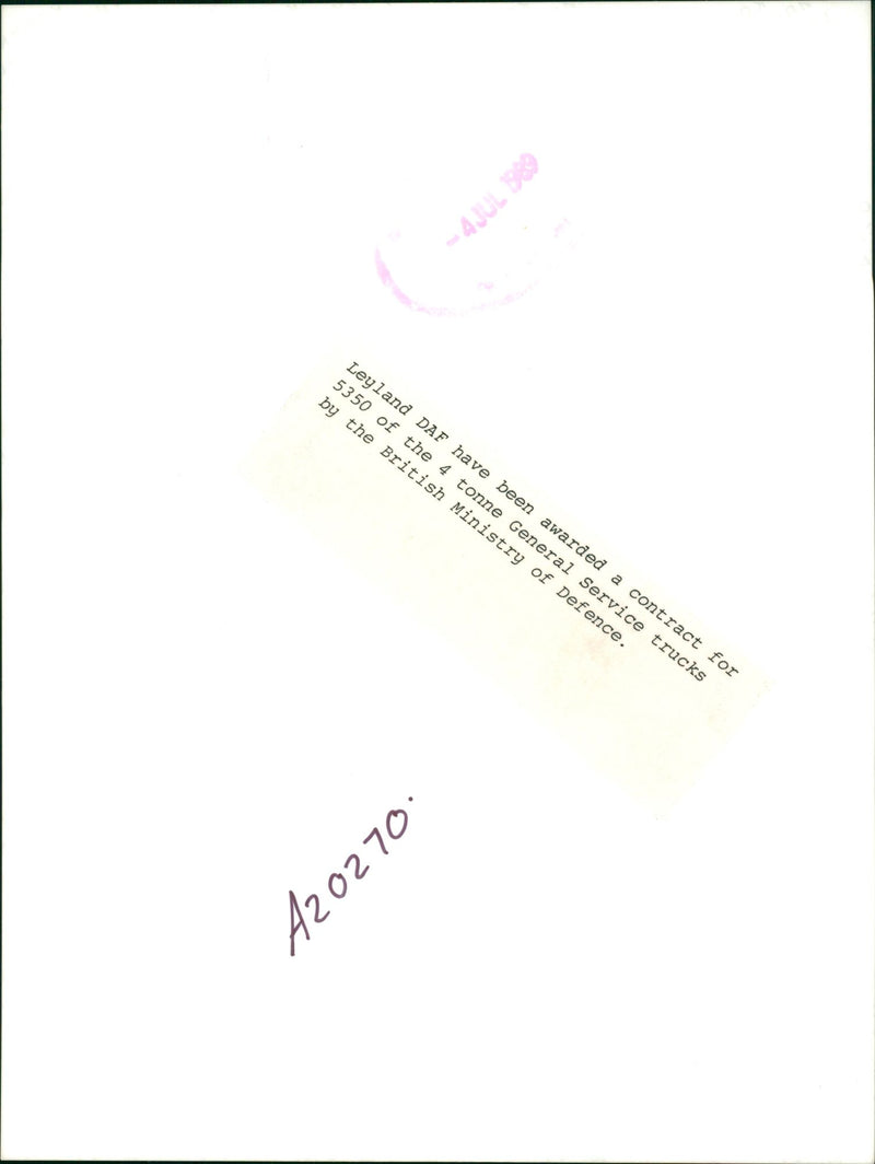 The Military Vehicle Leyland Daf. - Vintage Photograph